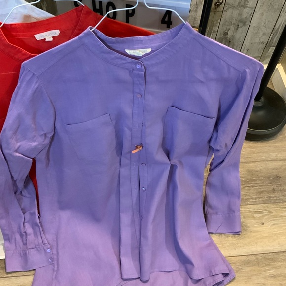 Set of four Eileen Fisher organic Irish Linen button down tops. Size S - Picture 3 of 7